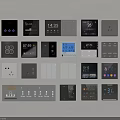 Various Modern Switch Panels With Digital Displays Multi Color Designs And Control Buttons 3d model