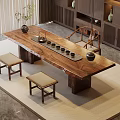 Natural Solid Wood Tea Table And Chairs Set For New Chinese Style Home Tea Room