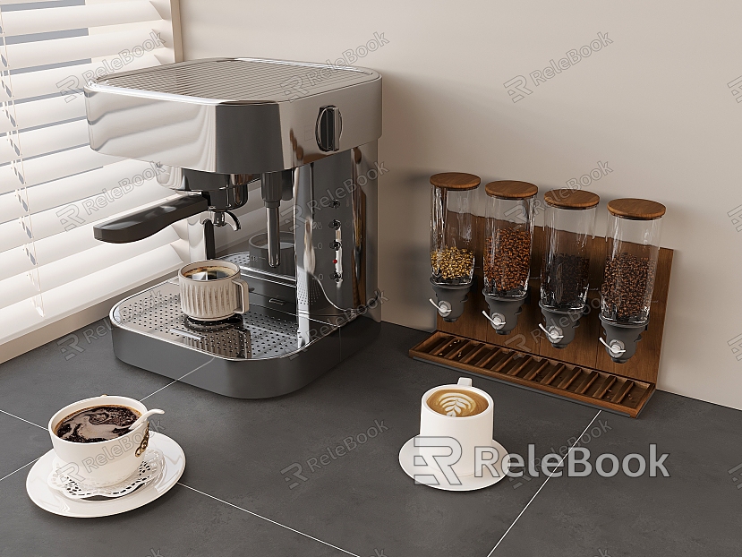 Cream Wind Coffee Machine Coffee Cup Coffee Bean Flower Coffee Coffee Bean Container Storage Rack model