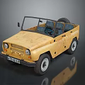 Vintage Yellow Open Top Military Vehicle with Rugged Off Road Exterior Design