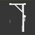 Silver Metal Support Bracket With Horizontal Arm Vertical Pole And Hanging Hook Design 3d model