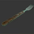 Vintage Metal Fork With Wooden Handle And Rivet Details For Daily Use
