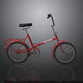 Red Classic Bicycle With Black Seat And Silver Frame Reflective Surface
