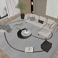 Modern sofa coffee table combination 3d model