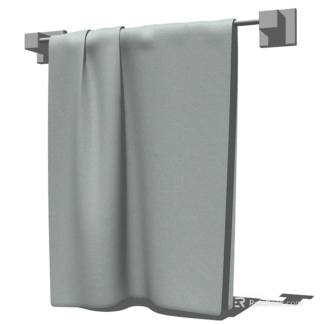 Soft Light Gray Hanging Towel With Simple Design And Absorbent Texture 3d model 