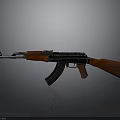 Classic AK-47 Rifle With Wooden Stock Metal Barrel And Black Magazine Design