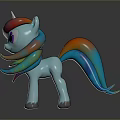 Blue Unicorn Pony Toy with Rainbow Mane Tail and Purple Eyes