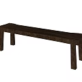 Simple Rustic Wooden Bench With Solid Flat Surface And Four Sturdy Legs 3d model