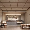 Modern Café Interior Design With Wooden Frames Open Layout Tables Chairs Plants And Lighting