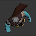Muscular Greek Style Warrior Character With Blue Arms Red Cape And Decorative Belt