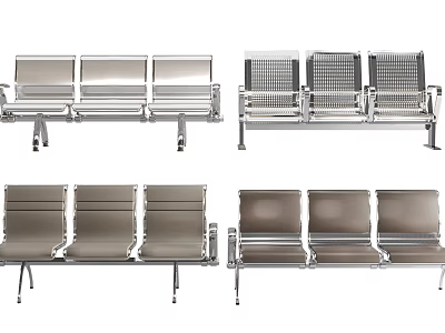 Public Chairs With Metal Frame Multi Seat Design For Waiting Areas 3d model