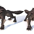 Two Fantasy Wolf Like Creatures With Shaggy Fur And Sharp Claws 3d model