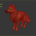 Game Movie Character Orange Dog with Fluffy Fur in Standing Pose on Dark Background