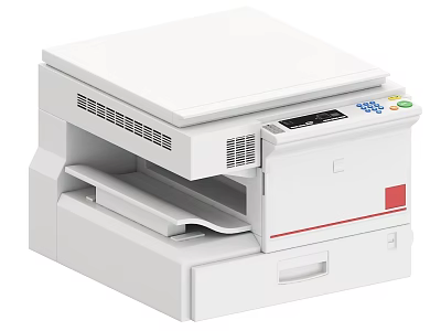 White Multifunctional Office Appliance With Flatbed Scanner Print Scan Copy Control Panel 3d model