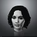 Realistic 3D Female Character Head With Black Curly Hair And Green Eyes