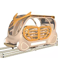 Future Style Rail Vehicle With Transparent Roof And Orange Beige Design