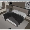Double bedside table dressing table pillow carpet ornaments 3d model