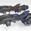 Futuristic Sci Fi Style Motorcycles With Red And Blue Details