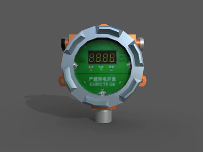 Industrial Explosion Proof Gas Detector With Digital Display Green Screen And Metal Casing 3d model