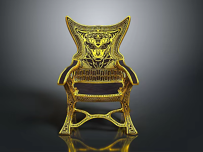 Ornate Golden Chair With Intricate Carvings And Detailed Artistic Design Elements 3d model