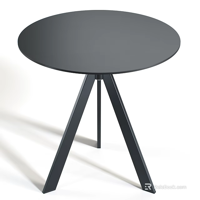 Modern Black Round Top Side Table With Three Legs For Living Room Decor 3d model 