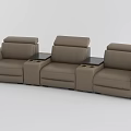 Brown Leather Three Seat Sofa Set With Console Tables Modern Design 3d model