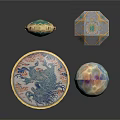Elegant Home Decorative Spherical Ornaments With Phoenix Pattern Ceramic Tray And Colorful Glaze