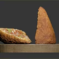 Golden Fried Stuffed Pastry Sliced Open With Mixed Vegetables On Wooden Plate