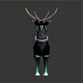 Green And Purple Deer Shaped Ornament With Intricate Antlers White Ring Decorations And Hooves