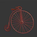 Vintage Bicycle with Large Front Wheel Small Rear Wheel and Rustic Metal Frame