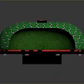 Green Hemispherical Equipment With Hexagonal Honeycomb Surface Red Button And Red Edge