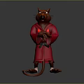 Anthropomorphic Cartoon Rat Character In Red Robe Standing Pose 3d model