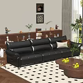 Mid-ancient style multi-seat sofa coffee table 3d model