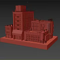 Modern Architectural Model Of Multi Story Buildings With Glass Facades And Gray Platform Base