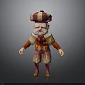 Cartoon Clown Character With Striped Hat White Beard Colorful Diamond Pattern Outfit And Pink Shoes
