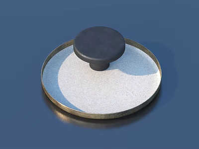 Daily Life Essential Circular Coaster With Black Top White Base And Golden Edge 3d model