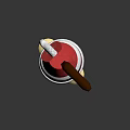 Red And Silver Mechanical Weapon With Wooden Handle And Gold Base Decorations