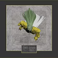 Game Character with Golden Armor Green Hair Standing on Base with Saint Seiya Inscription