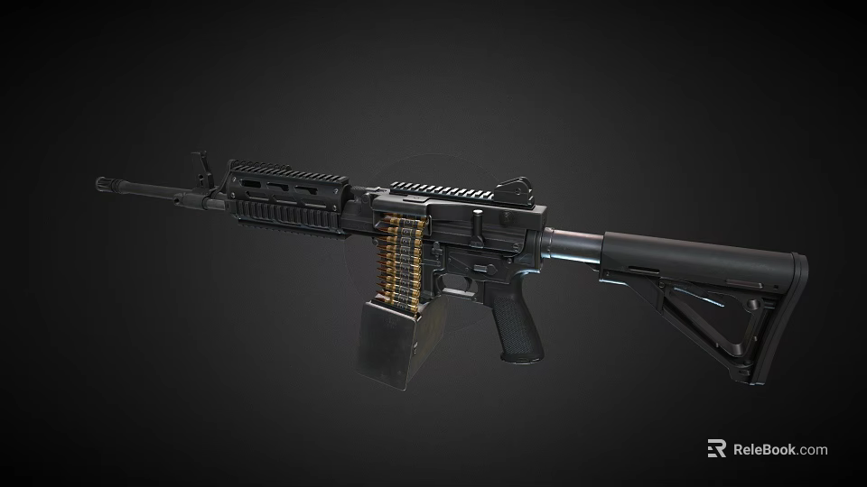 Modern Tactical Assault Rifle Black Metal Design With High Capacity Magazine And Rail System 3d model 