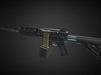 Modern Tactical Assault Rifle Black Metal Design With High Capacity Magazine And Rail System 3d model