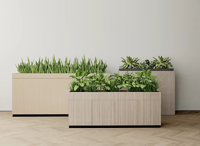 Modern Green Plant Combination Plant Pile Flower Box 3d model