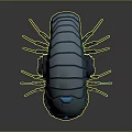 Futuristic Teal Mechanical Creature 3D Model With Striped Shell Circular Components And Mechanical Legs