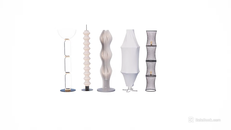 Modern Chandelier Collection Featuring Spiral Wave And Cylindrical Design Styles 3d model 