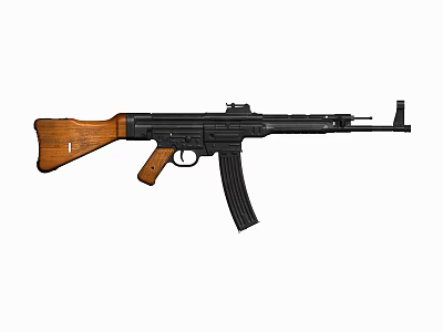 Vintage Military Rifle With Wooden Stock Black Barrel And Magazine Features 3d model