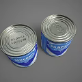 Household Food Storage Metal Cans With Blue White Labels And Sealed Lids