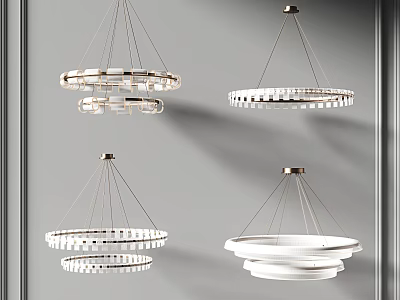 Modern Circular Chandeliers With Crystal Accents And Metal Frame Designs 3d model