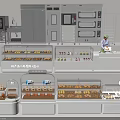 Bakery Display Shelves With Glass Showcase And White Design For Pastry And Bread Items