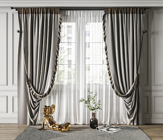 modern curtain fabric curtain gauze curtain 3d model