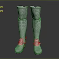 Woman's White Knee High Boots With Diamond Pattern And Straps Design