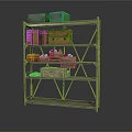 Rustic Wooden Shelf Display With Vintage Storage Boxes And Decorative Crates